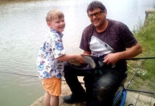 dad and son fishing